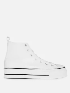 Baskets Montantes Compensées En Simili Cuir