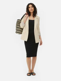 Blazer Ajusté à Effet Bord à Bord