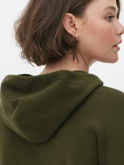 Blouson Bomber En Maille à Capuche