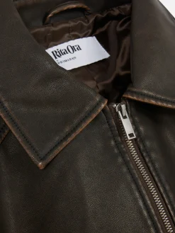 Blouson Bomber En Simili Cuir à Effet Vieilli Rita Ora