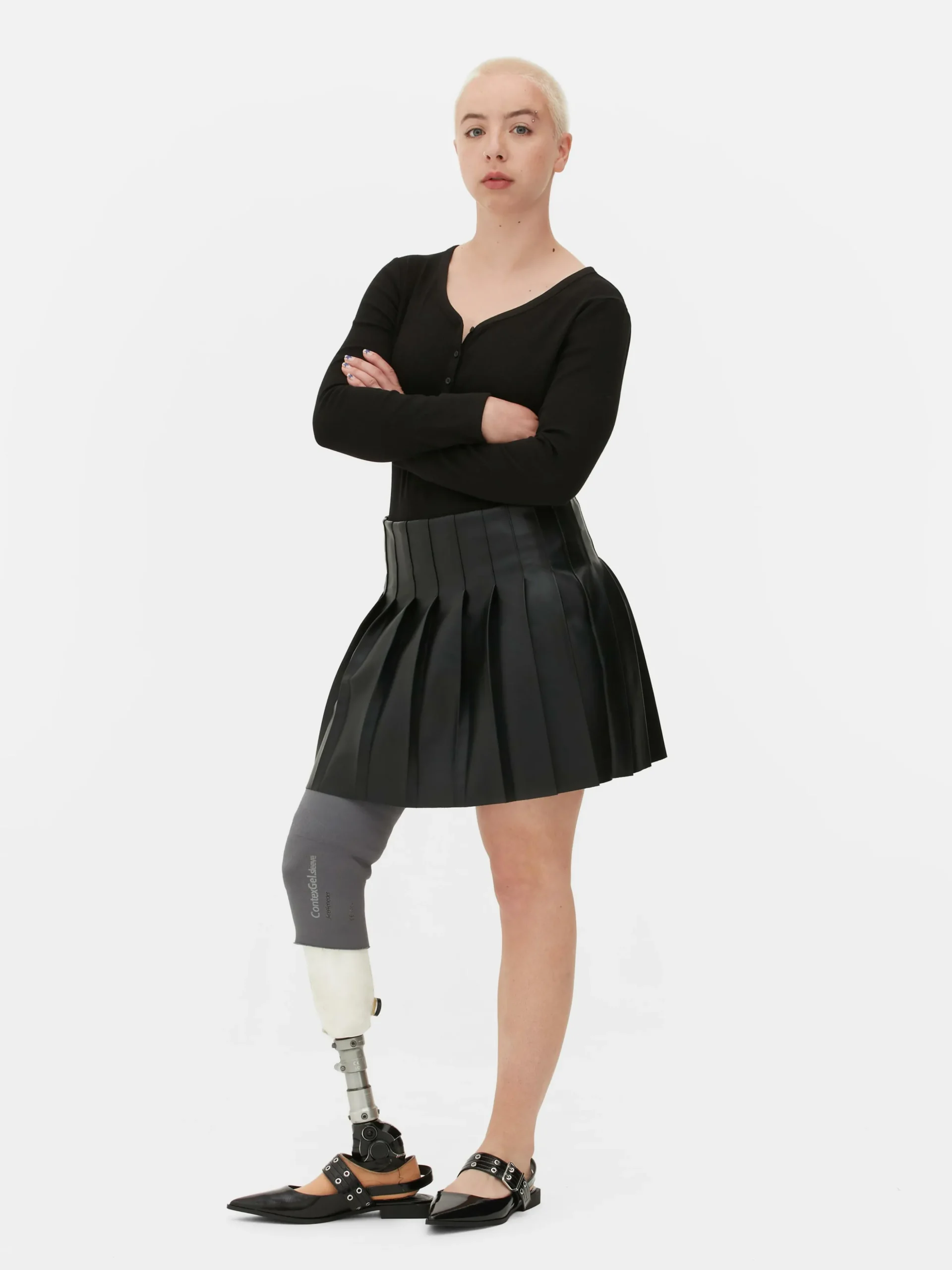 Body Façon T-shirt Boutonné à Manches Longues