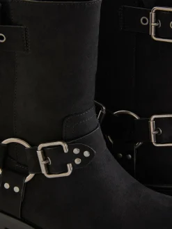 Bottes De Motard En Suédine