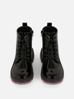 Bottes En Simili Cuir Verni à Semelles Scintillantes