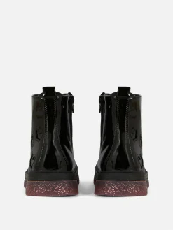 Bottes En Simili Cuir Verni à Semelles Scintillantes