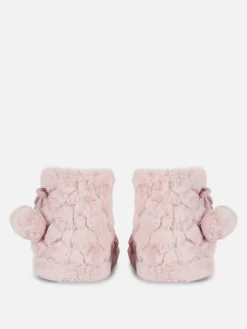 Bottines Duveteuses à Pompons