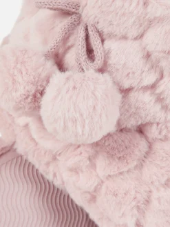 Bottines Duveteuses à Pompons