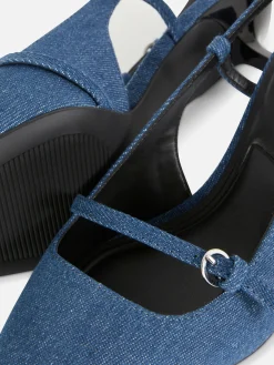 Chaussures En Jean à Talon Bas Et Boucle