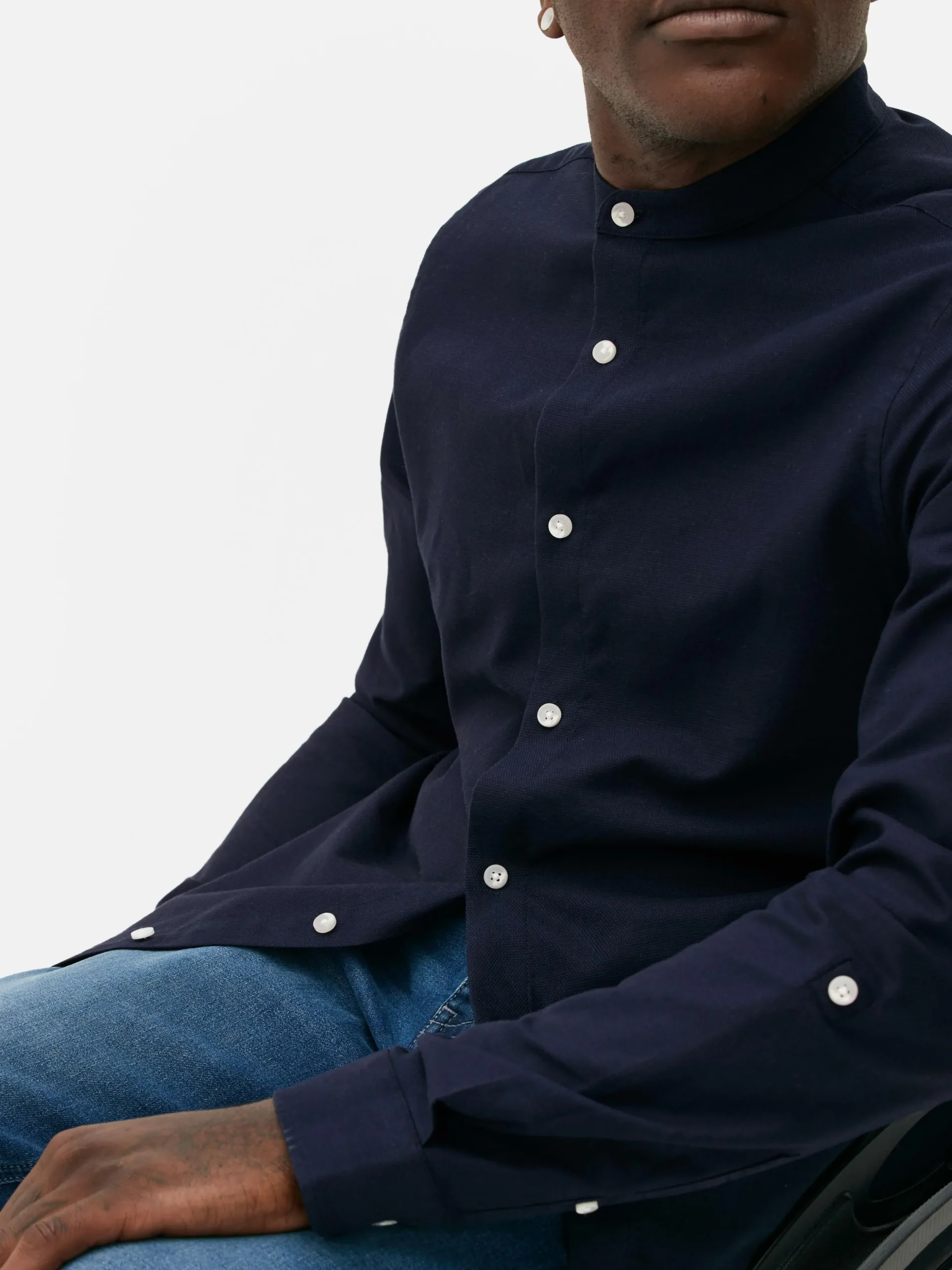 Chemise Boutonnée à Manches Retroussées