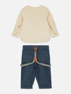 Chemise Boutonnée Et Pantalon Avec Bretelles