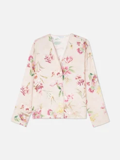 Chemise De Nuit En Satin Floral à Encolure En V
