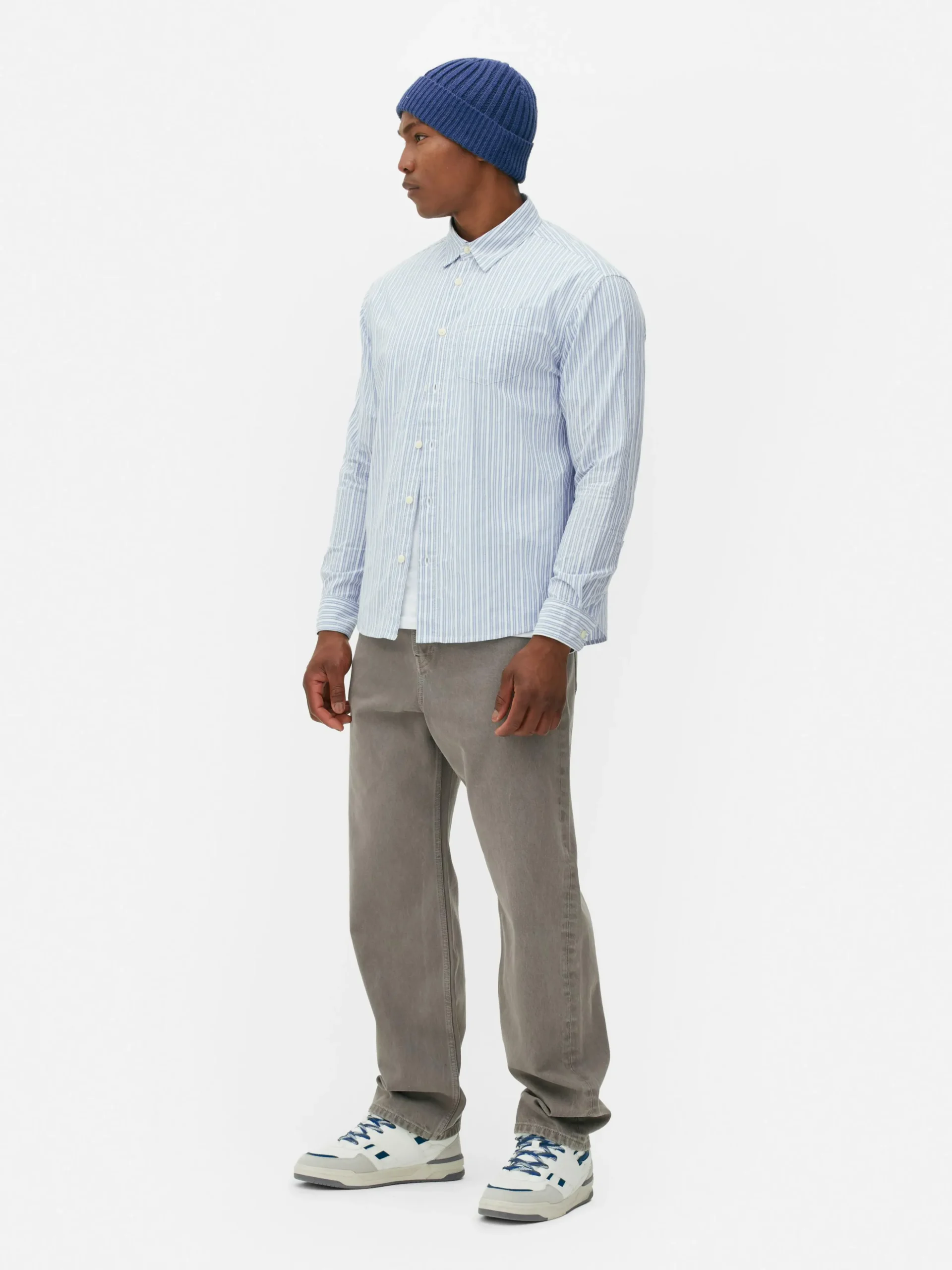 Chemise En Jacquard Rayé à Manches Longues