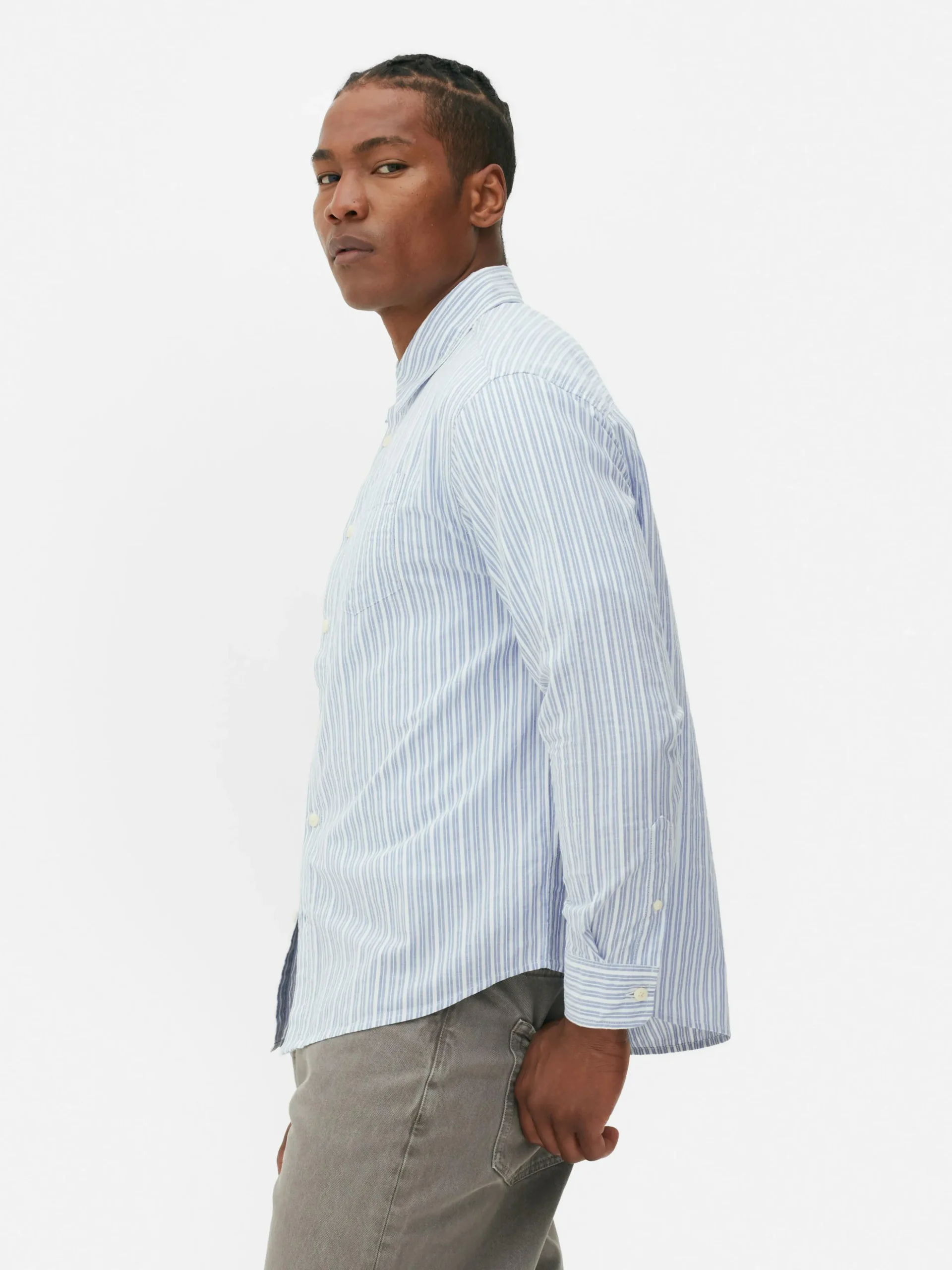 Chemise En Jacquard Rayé à Manches Longues