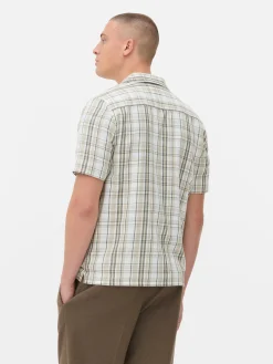 Chemise Texturée à Carreaux Et à Manches Courtes