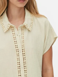 Chemisier à Manches Courtes Et Finitions En Crochet