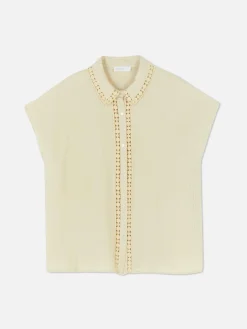 Chemisier à Manches Courtes Et Finitions En Crochet