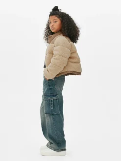 Doudoune Effet Mouton Retourné à Empiècements