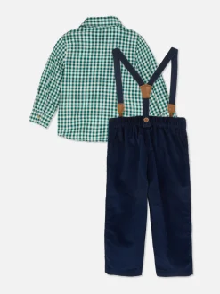 Ensemble Chemise à Carreaux Et Pantalon à Bretelles
