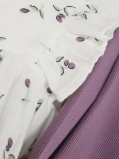 Ensemble Chemisier à Fleurs Et Legging Côtelé