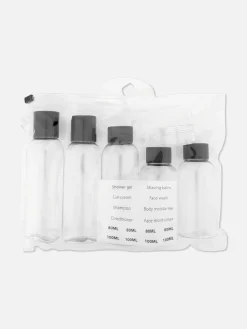 Ensemble De Flacons De Voyage Et D'étiquettes