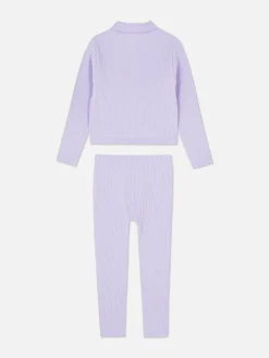 Ensemble Haut Et Legging Côtelés Sans Coutures