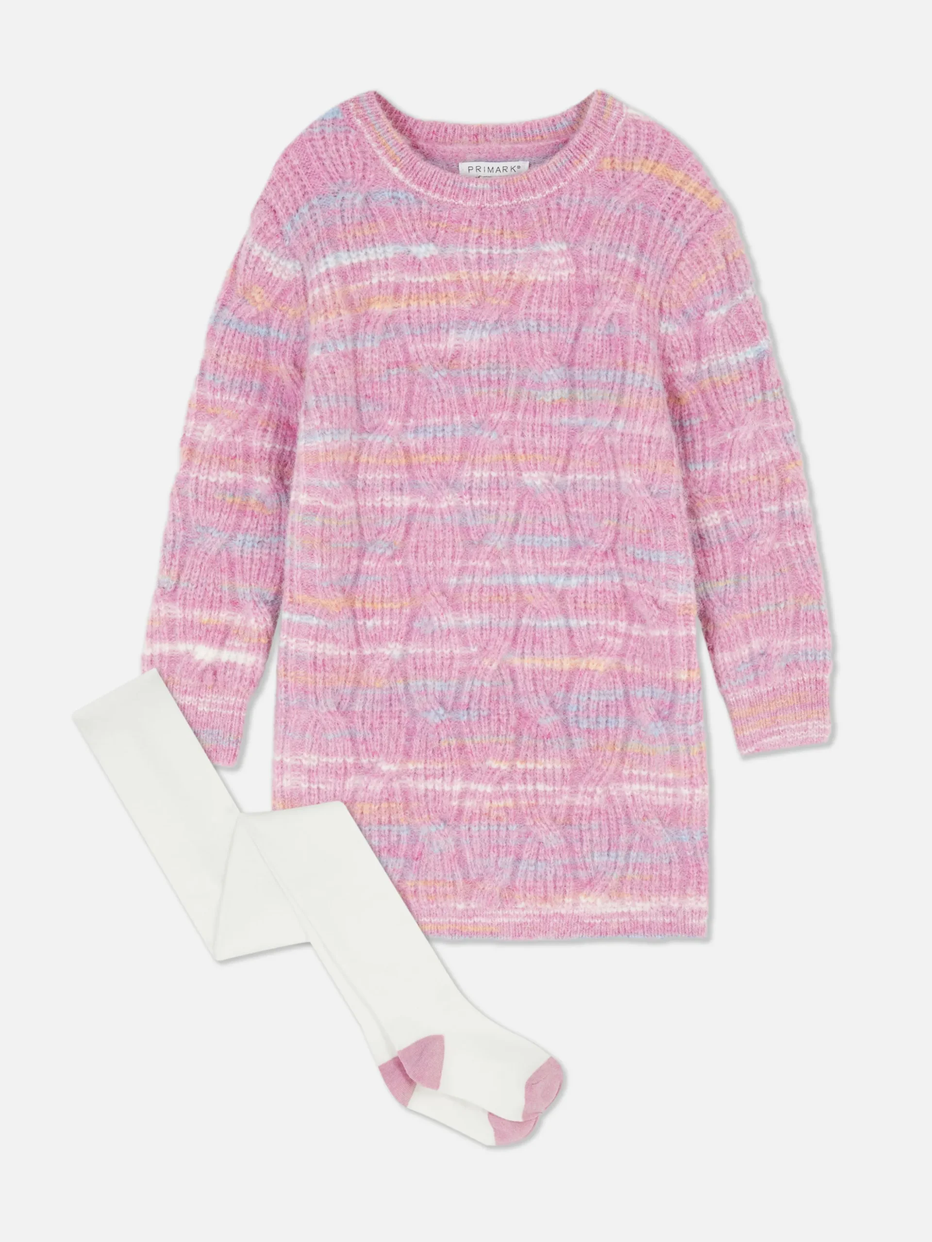 Ensemble Robe-pull En Maille Torsadée Et Collants