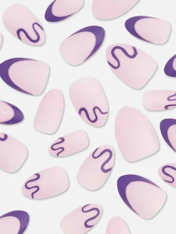 Faux Ongles Brillants à Motif Tourbillon En Amande PS...