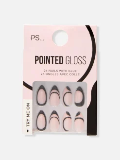 Faux Ongles French Manucure à Motif Tourbillon PS...