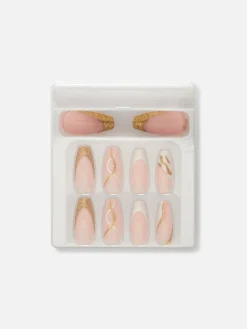 Faux Ongles Pointus Glossy à Motif Tourbillons PS...