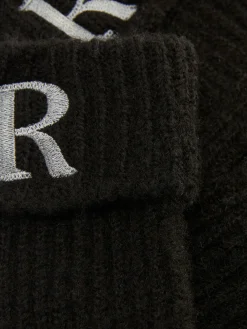 Gants En Maille Côtelée Avec Initiale Brodée