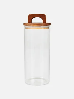 Grande Boîte En Verre Avec Poignée En Bois