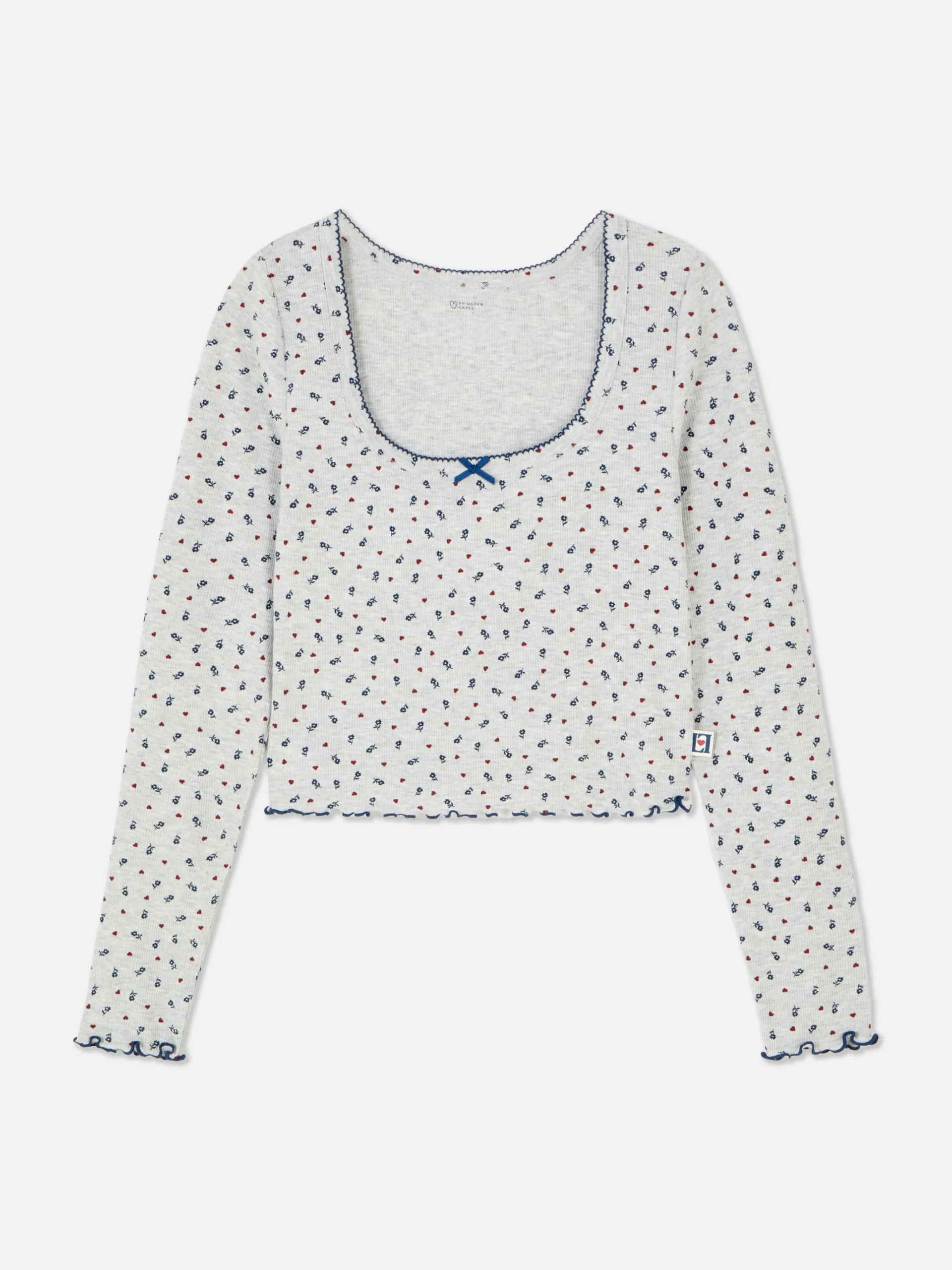 Haut De Pyjama Côtelé à Petites Fleurs