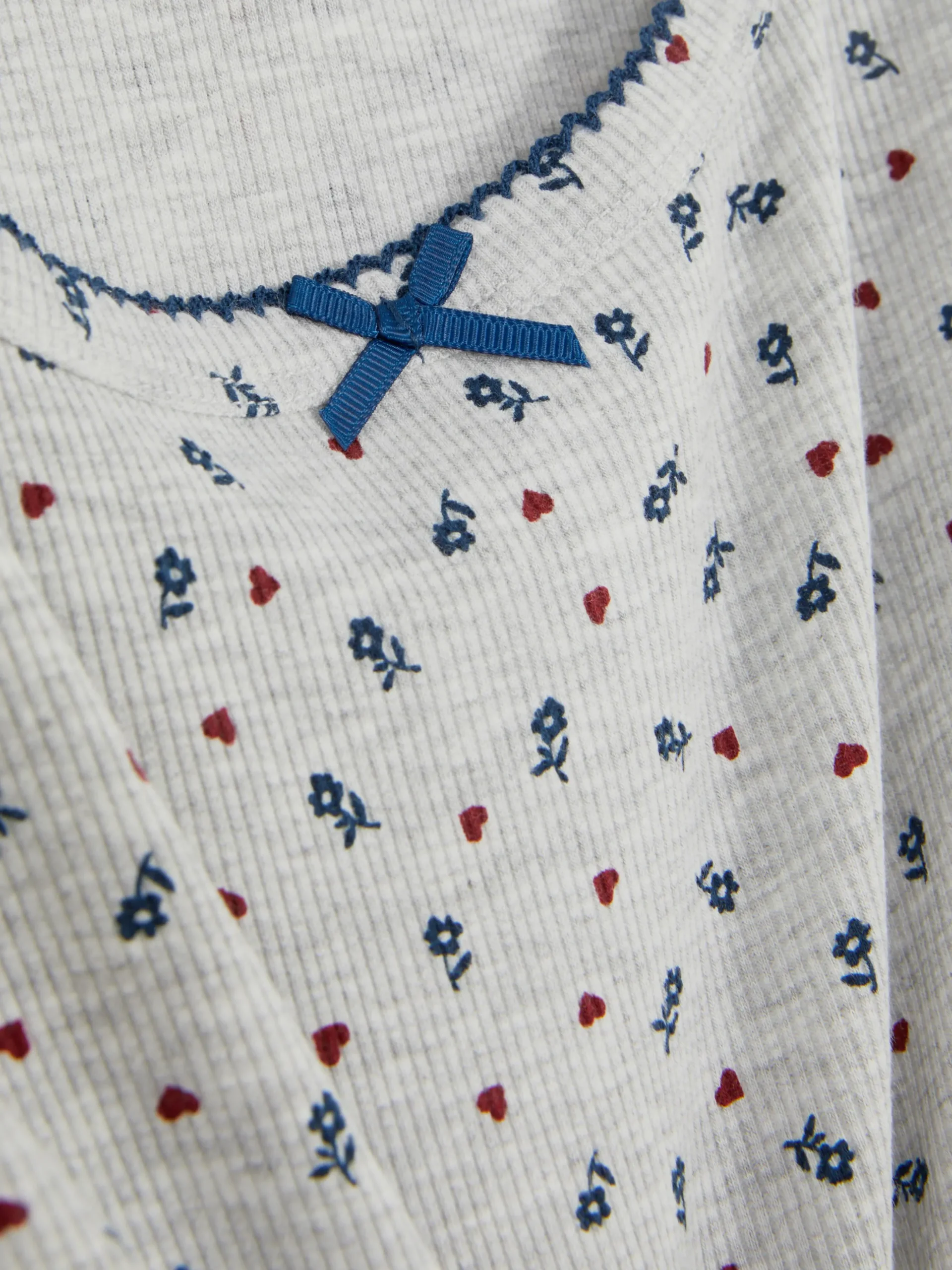 Haut De Pyjama Côtelé à Petites Fleurs