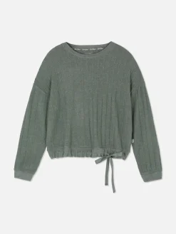 Haut De Pyjama Côtelé Ultra-doux à Nœud