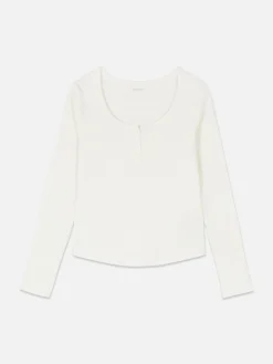 Haut De Pyjama En Pointelle Manche Longue