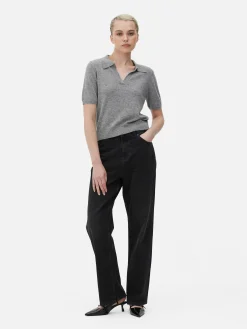 Haut En Maille Fine à Col Et Manches Courtes