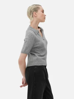 Haut En Maille Fine à Col Et Manches Courtes