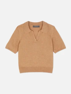 Haut En Maille Fine à Col Et Manches Courtes