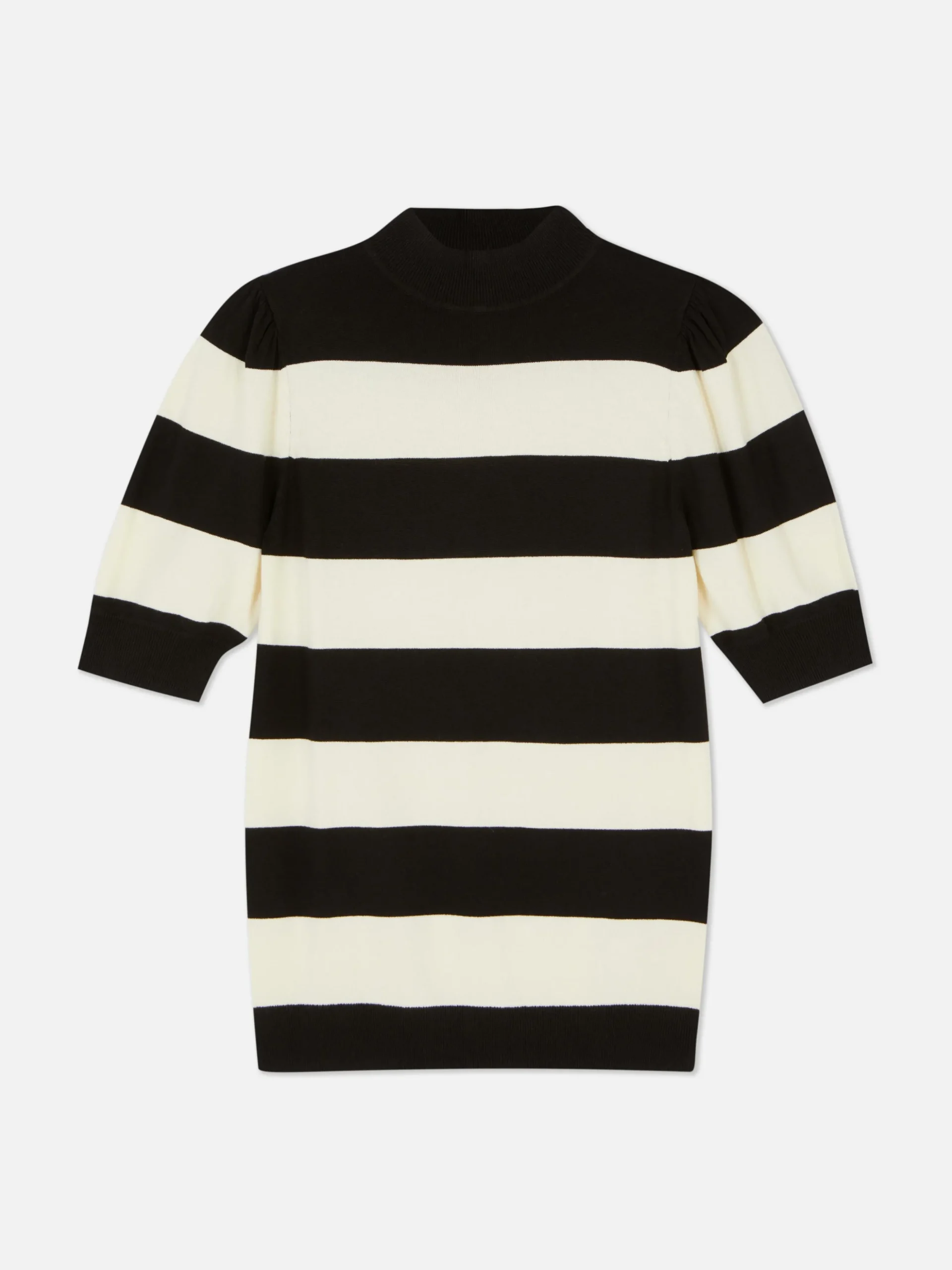 Haut Tricoté à Col Montant Et Manches Bouffantes