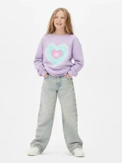 Jean Denim à Effet Vieilli Et Clous