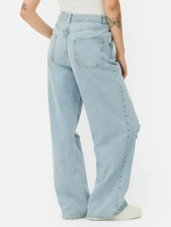 Jean Denim Ample à Effet Vieilli