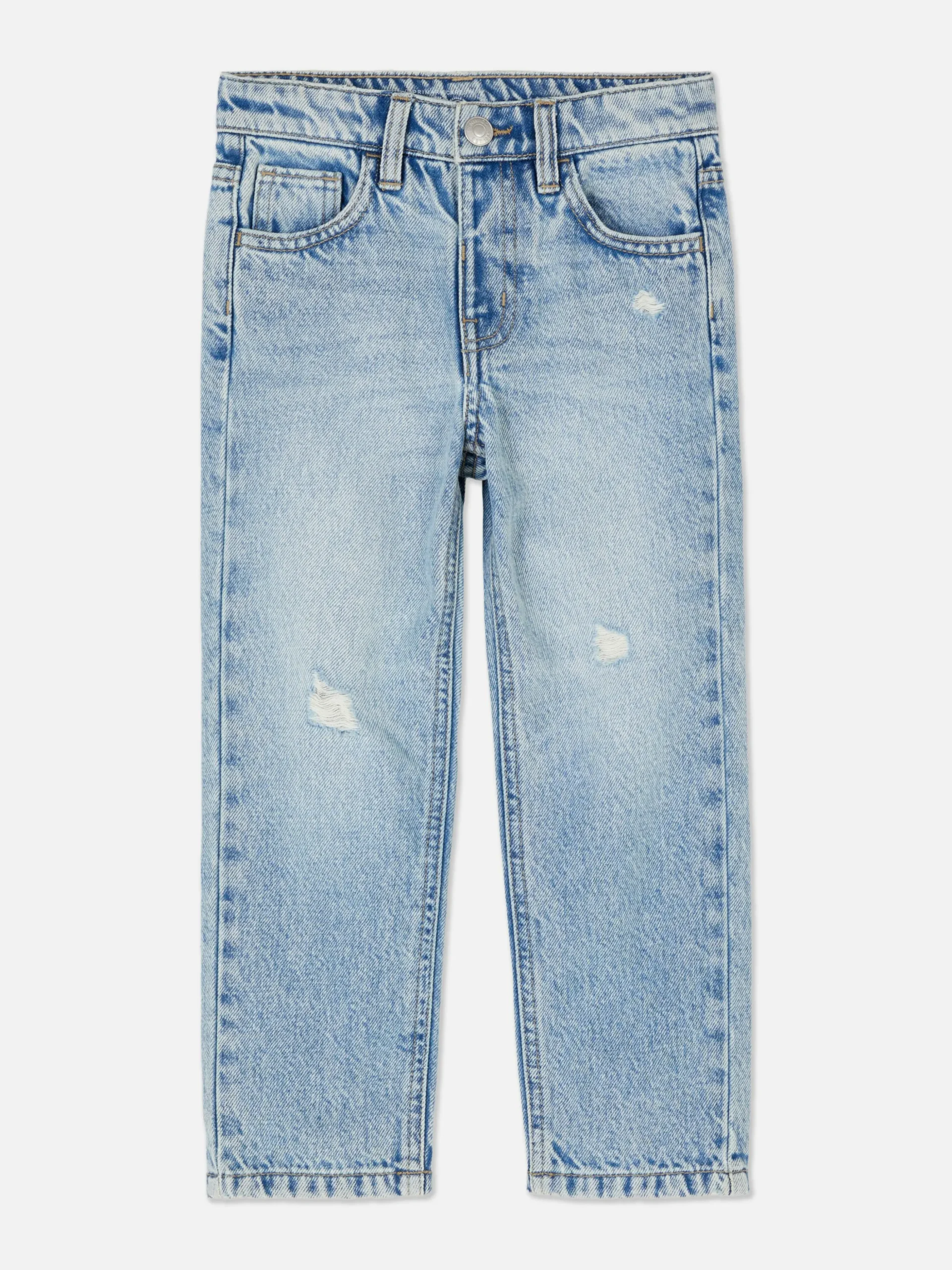 Jean Denim Coupe Droite Effet Vieilli