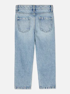 Jean Denim Coupe Droite Effet Vieilli