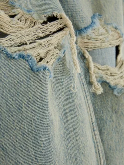 Jean Mom En Denim Déchiré