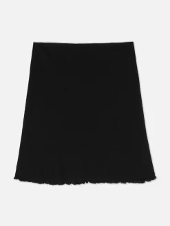 Jupe Côtelée à Bord Ondulé