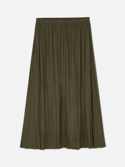 Jupe Mi-longue Plissée En Satin