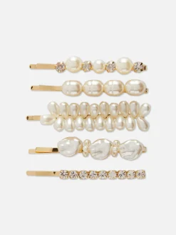 Lot De 5 Barrettes à Fausses Perles