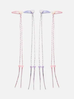 Lot De 4 Barrettes Cœurs à Breloques Tressées