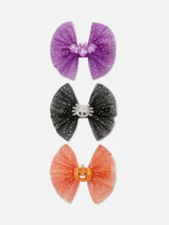 Lot De 3 Barrettes D'Halloween à Nœud Pailleté