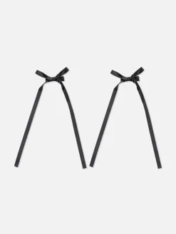 Lot De 2 Barrettes Ornées D'un Nœud Long