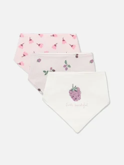 Lot De 3 Bavoirs Façon Bandana à Motif Fruits Rouges